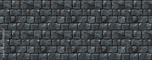 seamless pattern of Dark gray stone wall texture  background medieval design dark blue gray colors 