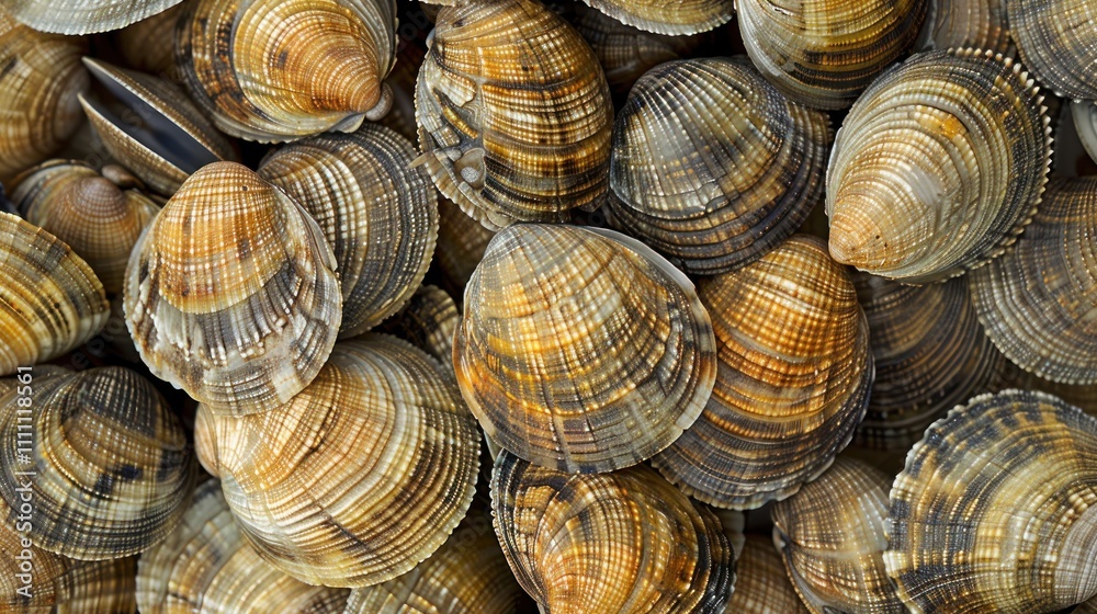 Close-up of many fresh clamshells. Close-up of many fresh clamshells.