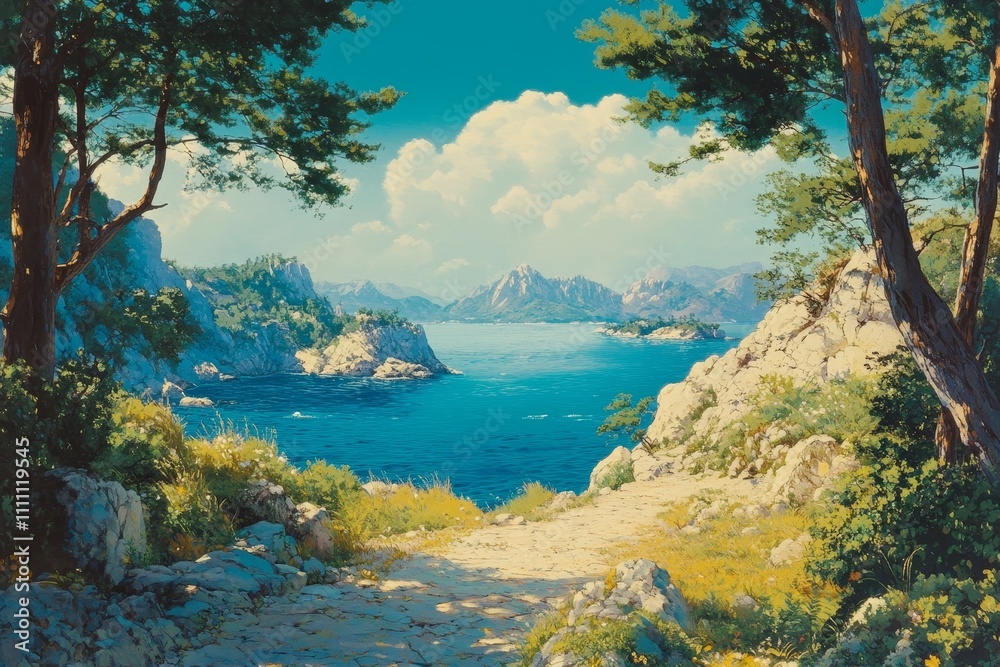 Fototapeta premium A breathtaking display of nature's beauty, featuring vibrant colors, serene landscapes, and awe-inspiring scenery. Perfectly capturing the essence of our planet's wonders, this picturesque scene is id