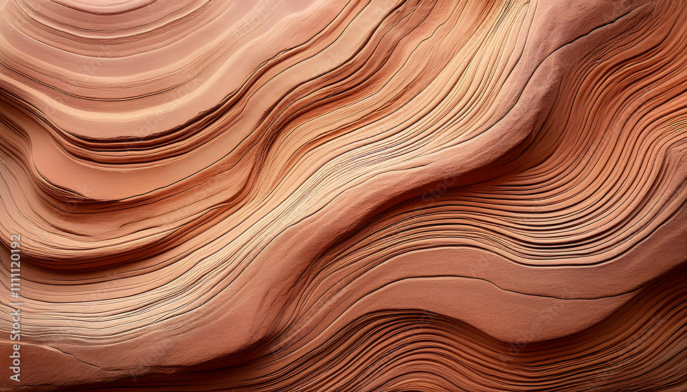 Obraz premium Natural sandstone formations display mesmerizing striations in warm beige and terracotta tones, capturing nature's artistry from a desert landscape