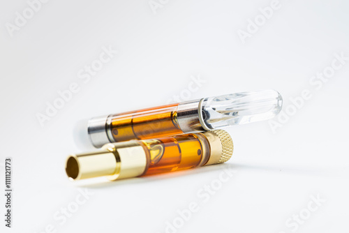 Two Vape Cartridges on white background