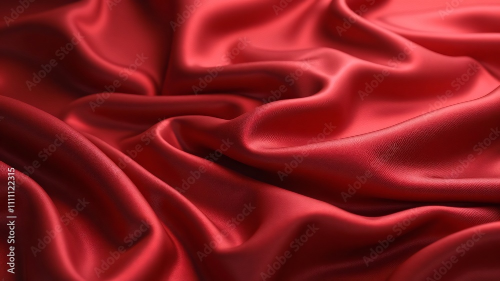 Obraz premium Luxurious Red Silk Pillowcase Texture, Deep Color, Soft Plush Feel
