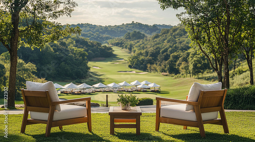 Serene Golf Course View Relaxing Outdoor Patio Chairs