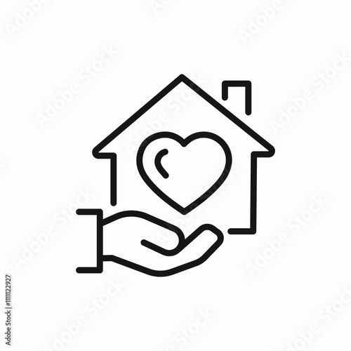 house heart hand care icon sign vector