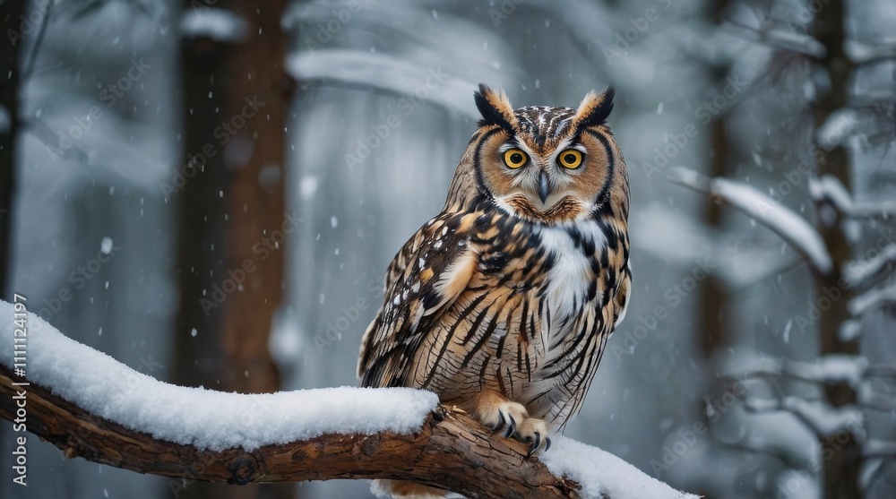 owl on a branch in the forest owl on a branch in the forest