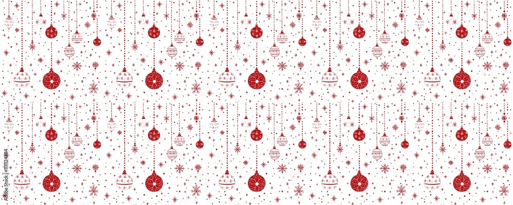 seamless pattern of Red white Christmas ornaments snowflakes festive winter design seamless pattern of Red white Christmas ornaments snowflakes festive winter design