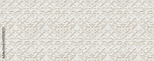 seamless pattern of Elegant off white floral stucco wall texture background classic baroque style design 