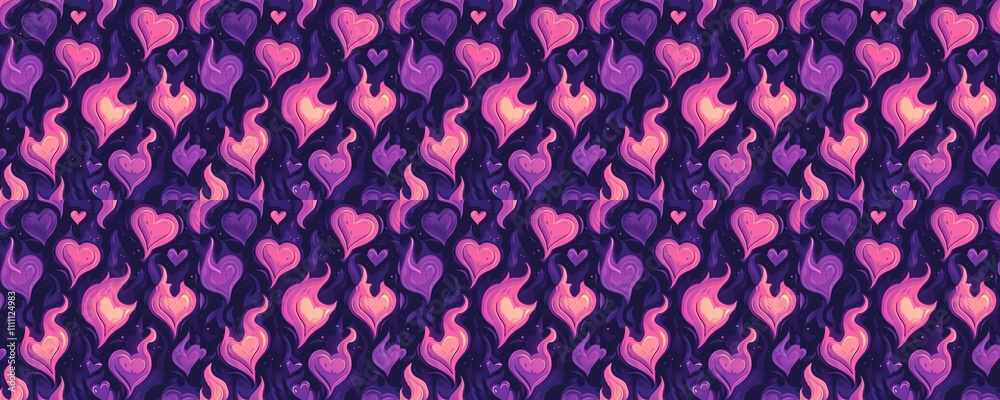 seamless pattern of Flaming hearts pattern pink purple abstract romantic Valentine's Day design seamless pattern of Flaming hearts pattern pink purple abstract romantic Valentine's Day design