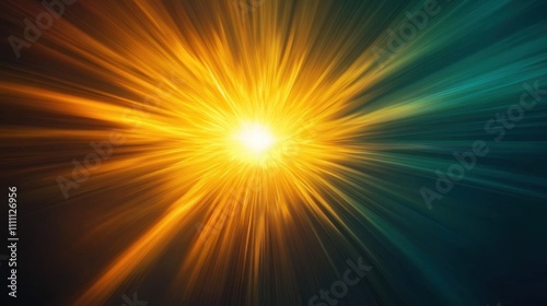 Bright explosion of colors with rays of light emanating from a central point in a dark background