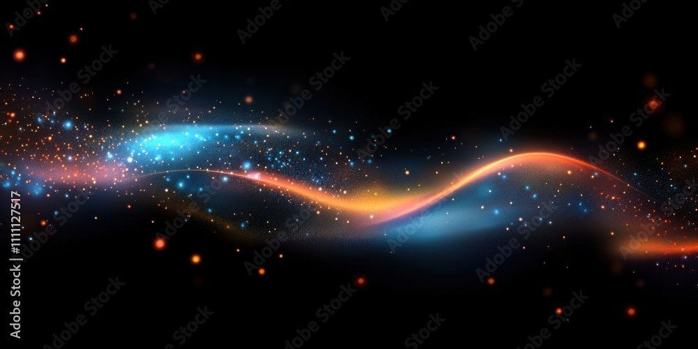 Obraz premium Colorful, glowing abstract bokeh lights on a dark black backdrop, creating a festive and celebratory New Year atmosphere. Ideal for greeting card templates or party invitations