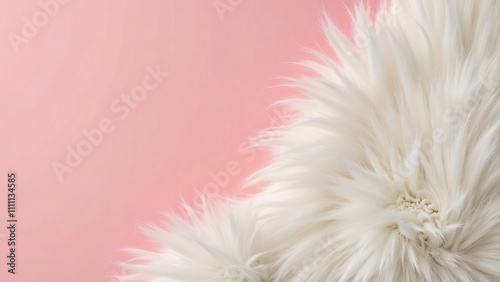 Luxurious White Faux Fur Throw on Pink Background