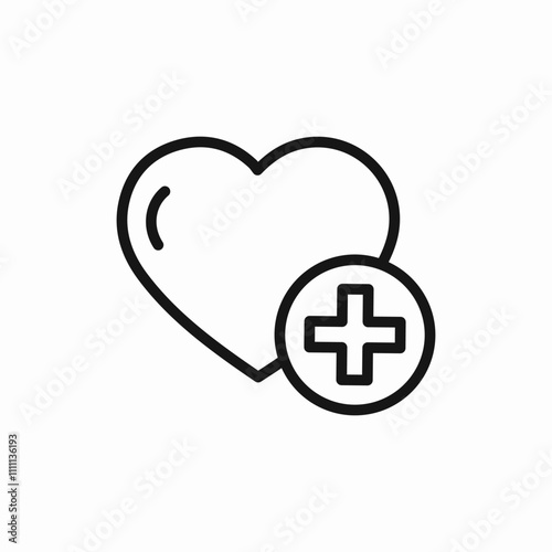 heart add plus icon sign vector