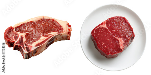 Classic steakhouse fare isolated on transparent background, Set of