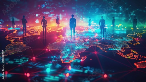 Global network  business people on world map.