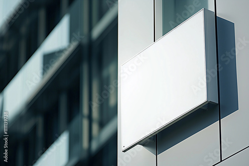Blank Rectangular Sign on Corporate Building photo