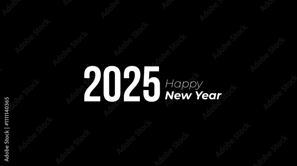 Happy New Year 2025 text on a black background. Happy New Year 2025 text on a black background.