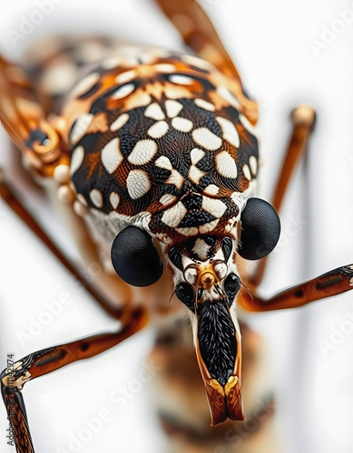 A close-up of a Culicoides paraenses mosquito with impressive details of its anatomy. Intricately patterned oropouche fever mosquito with white shades, png photo