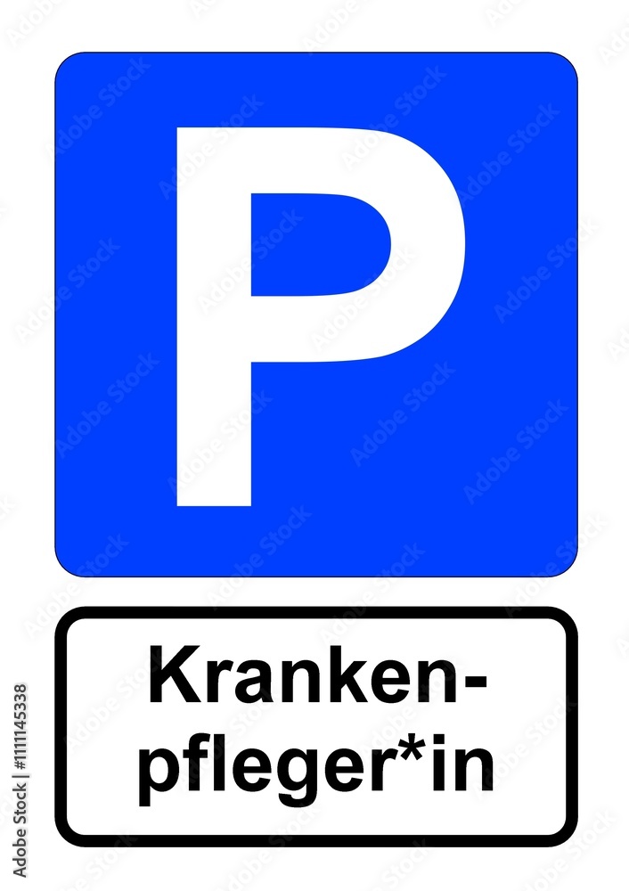 Illustration eines blauen Parkplatzschildes mit der Aufschrift Illustration eines blauen Parkplatzschildes mit der Aufschrift