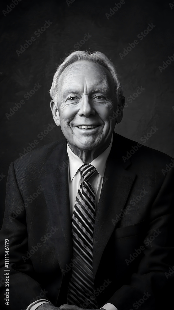 Fototapeta premium Elderly Gentleman Portrait: Wisdom and Warmth in Black and White