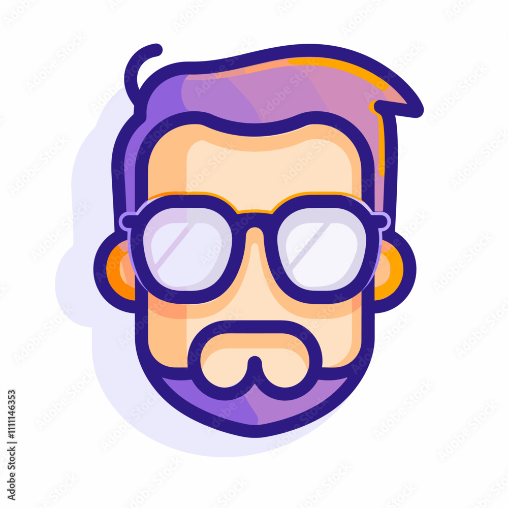 Hipster man with beard and glasses icon, vector illustration. Hipster man with beard and glasses icon, vector illustration.