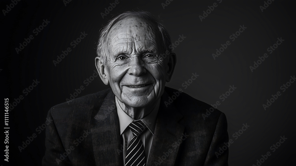 Elderly Gentleman Portrait: Wisdom and Warmth in Black and White Elderly Gentleman Portrait: Wisdom and Warmth in Black and White
