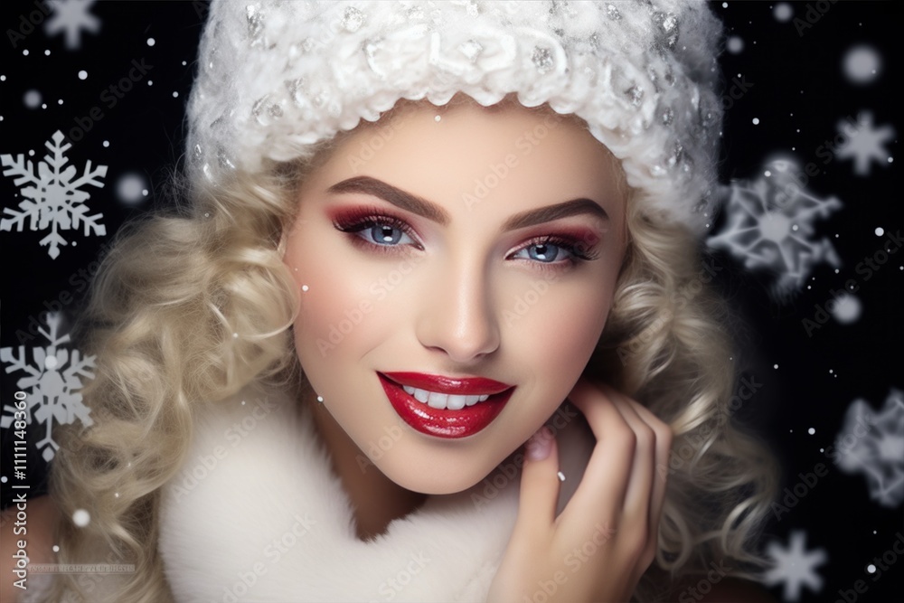 Beautiful girl. Young model at a background of snow Beautiful girl. Young model at a background of snow