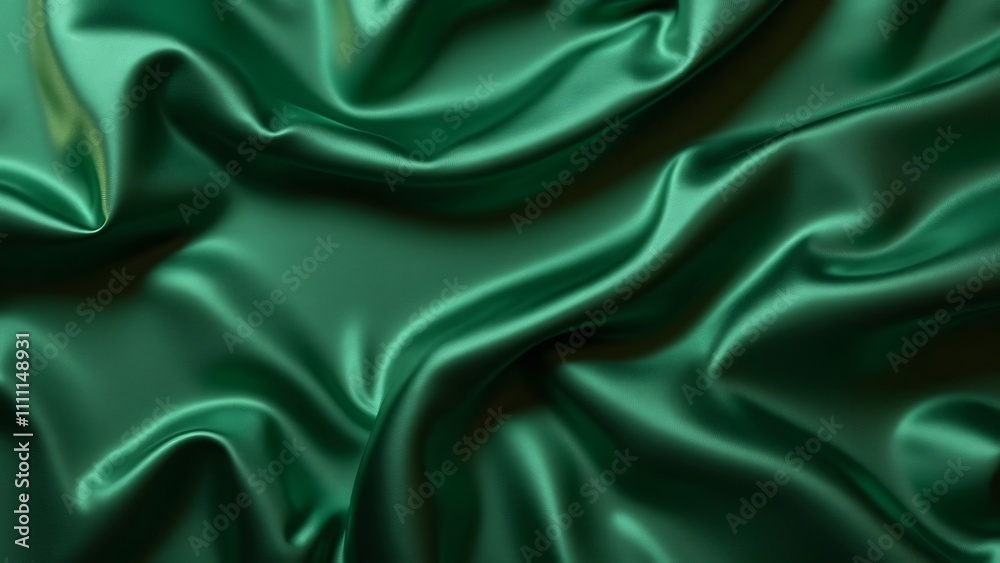 Fototapeta premium Luxurious Emerald Green Satin Pillowcase Texture