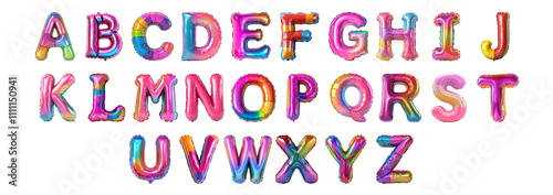 Pack A to Z in Inflatable Style set Against a Transparent Background for Fun Designs, Playful Branding, or Festive Typography Applications