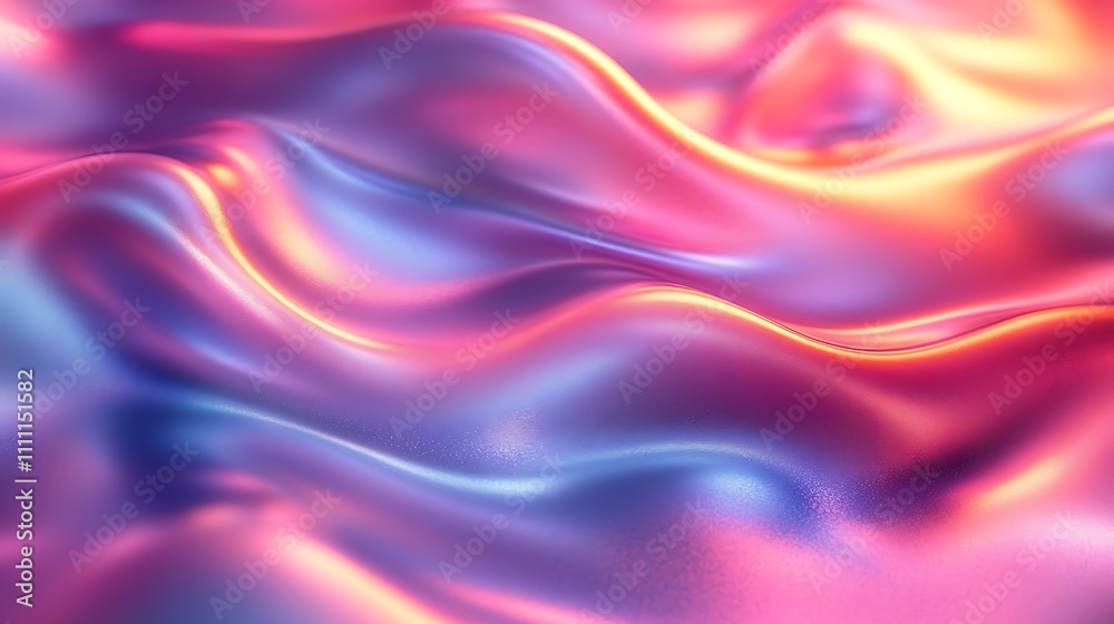 An elegant holographic background with fluid abstract curves and iridescent metallic hues An elegant holographic background with fluid abstract curves and iridescent metallic hues