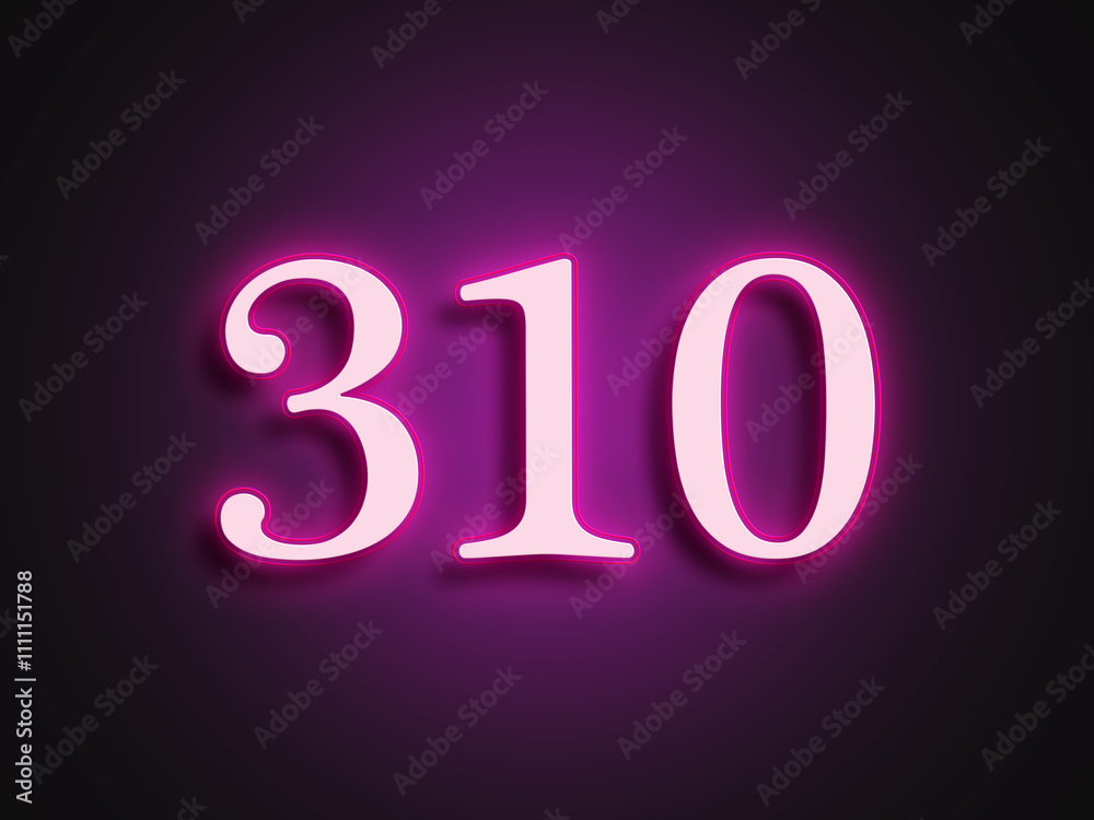 Pink glowing Neon light text effect of number 310. Pink glowing Neon light text effect of number 310.