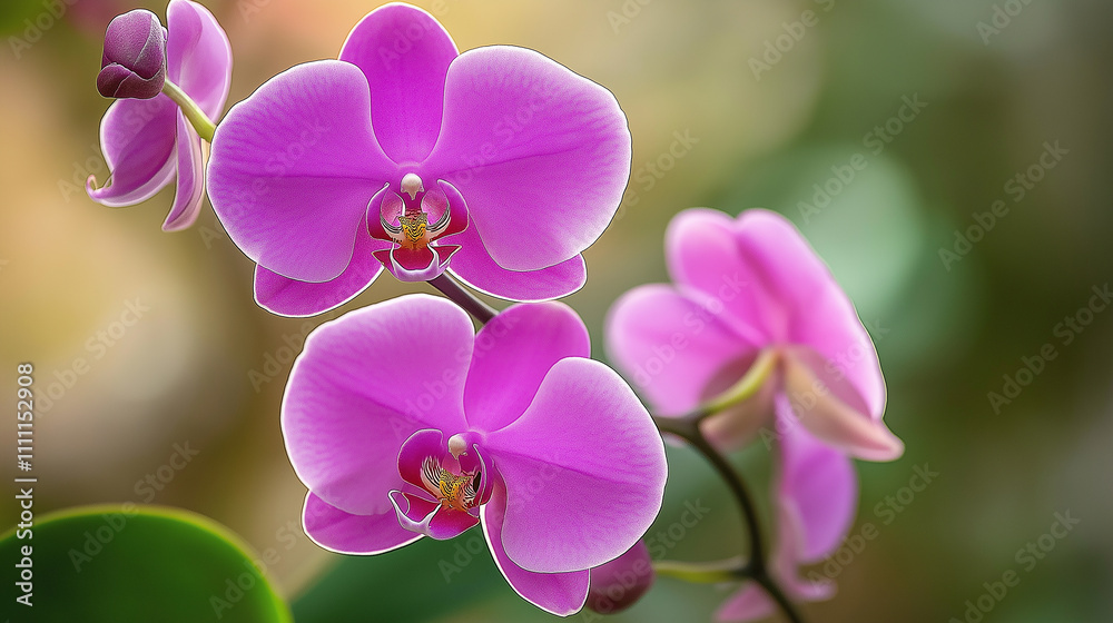 Fototapeta premium Blooming pink orchid flowers showing elegance and beauty