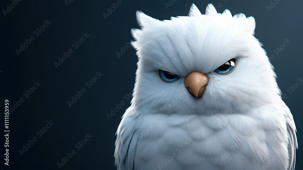Fototapeta premium a parakeet with puffed feathers, giving an intense side-eye glare from its perch