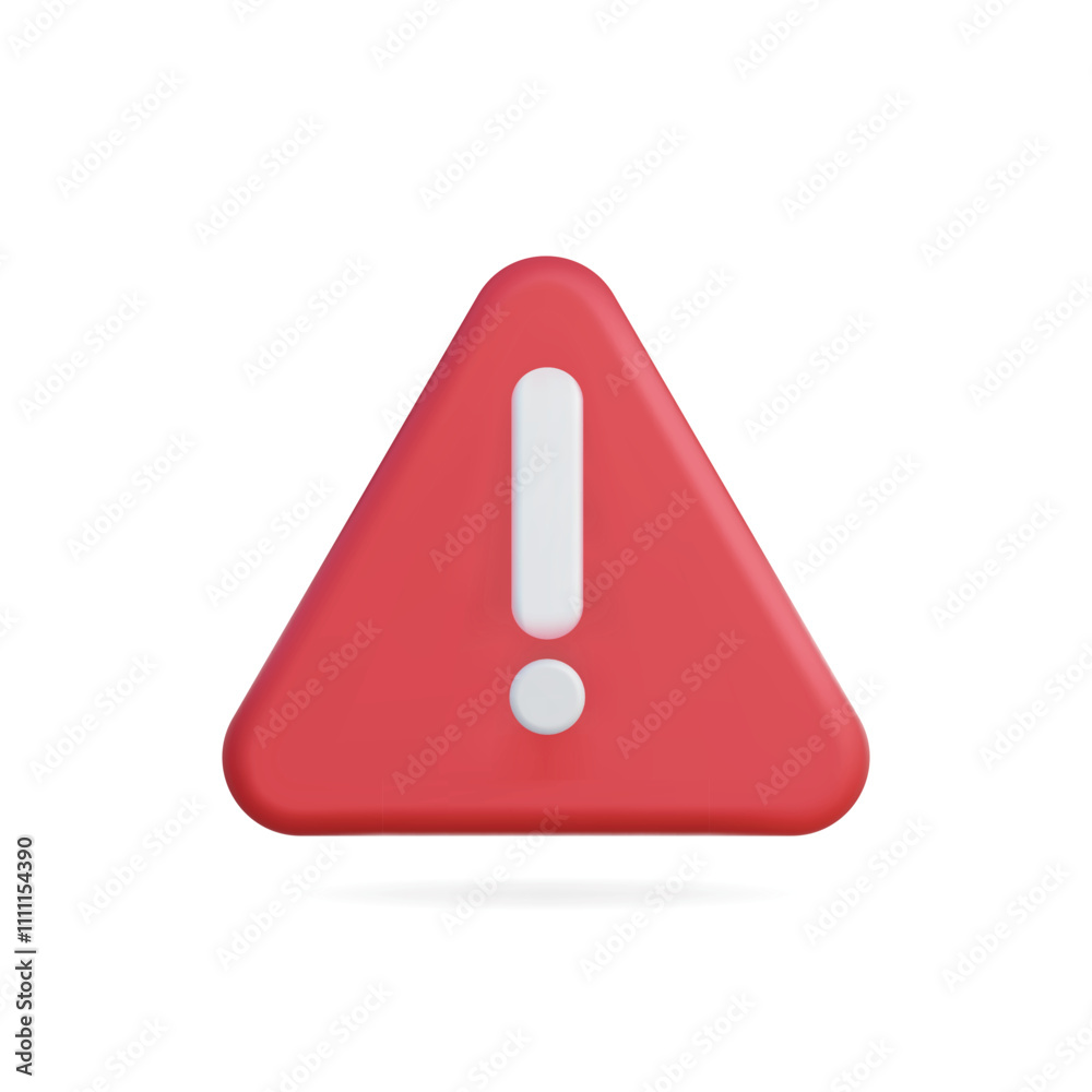 3d vector icon of a red warning triangle with an exclamation mark at its center 3d vector icon of a red warning triangle with an exclamation mark at its center