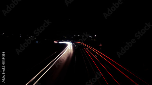 Car lights on a Spanish motorway.