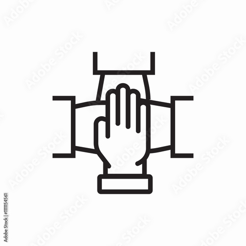 hand cross team unity icon sign vector