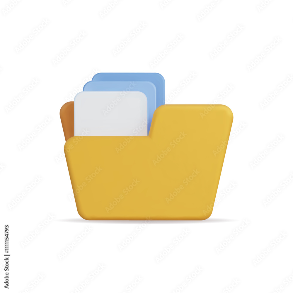 3d vector icon of a folder with multiple colored files, representing organization 3d vector icon of a folder with multiple colored files, representing organization