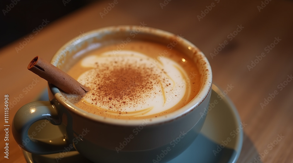 Chai Latte with Cinnamon Stick in a Cup Chai Latte with Cinnamon Stick in a Cup