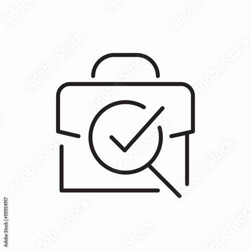 suitcase handbag check mark search icon sign vector