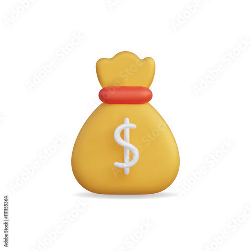 3d vector icon of a yellow money bag with a dollar sign, symbolizing wealth