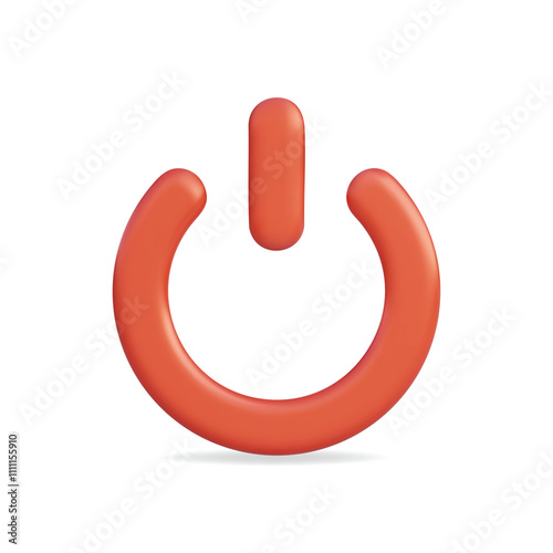 3d vector icon of a red power button symbol, representing control and energy