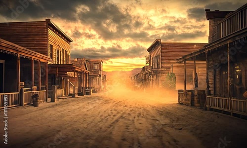 Sunset over a Deserted Western Town