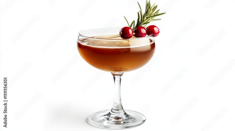 Elegant holiday cocktail with cranberries and rosemary, festive glass on a bright background, perfect for seasonal celebrations and gatherings. Elegant holiday cocktail with cranberries and rosemary, festive glass on a bright background, perfect for seasonal celebrations and gatherings.