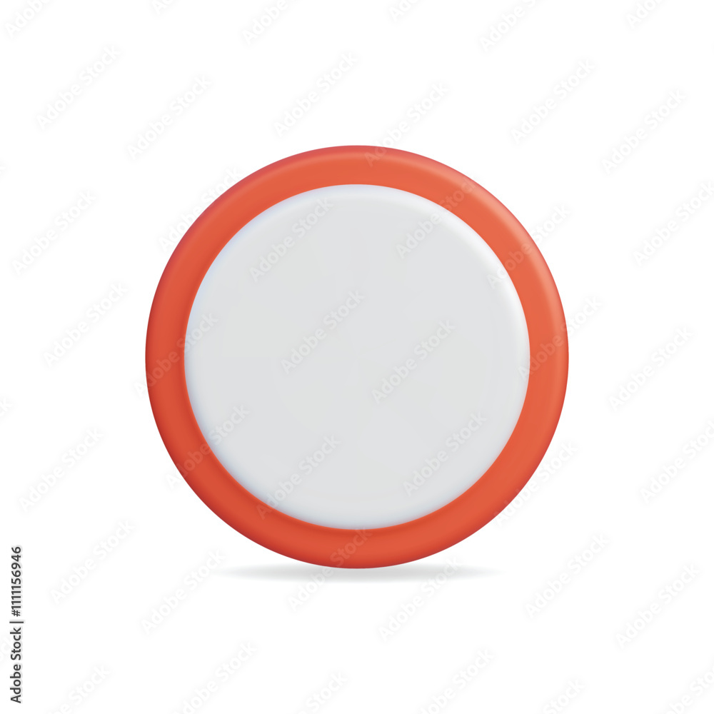 3d vector icon of a round glossy button, featuring red and white colors 3d vector icon of a round glossy button, featuring red and white colors