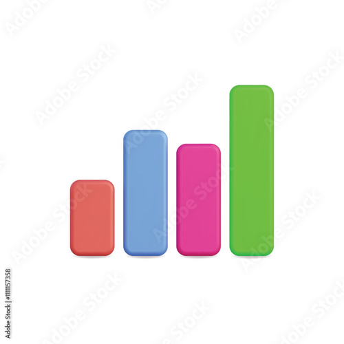 3d vector icon of colorful bar chart representing data analysis and growth