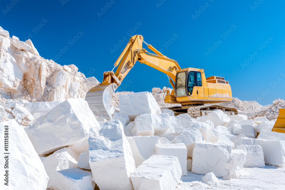 Naklejka premium Construction equipment in action, digging and moving soil in various weather conditions and settings