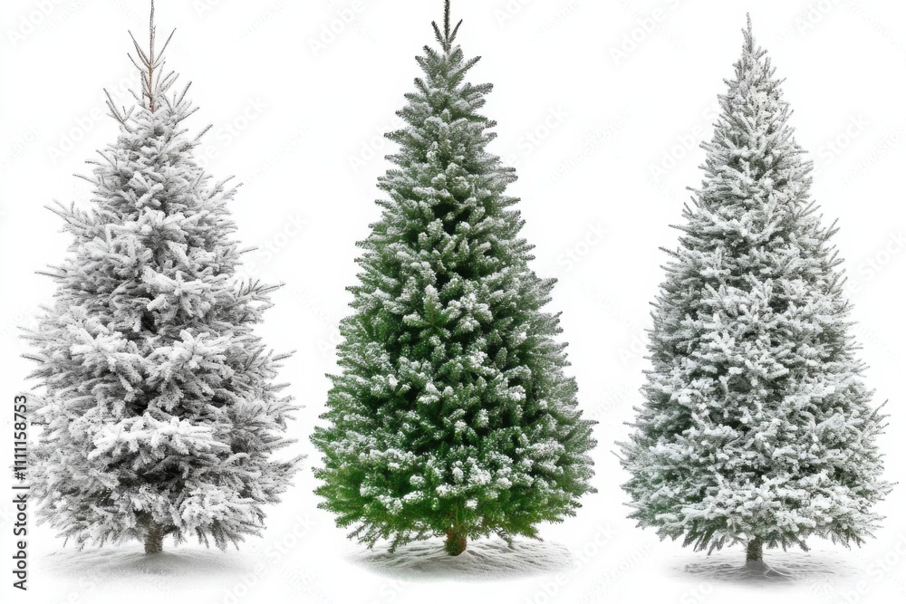 Obraz premium christmas trees set white background 