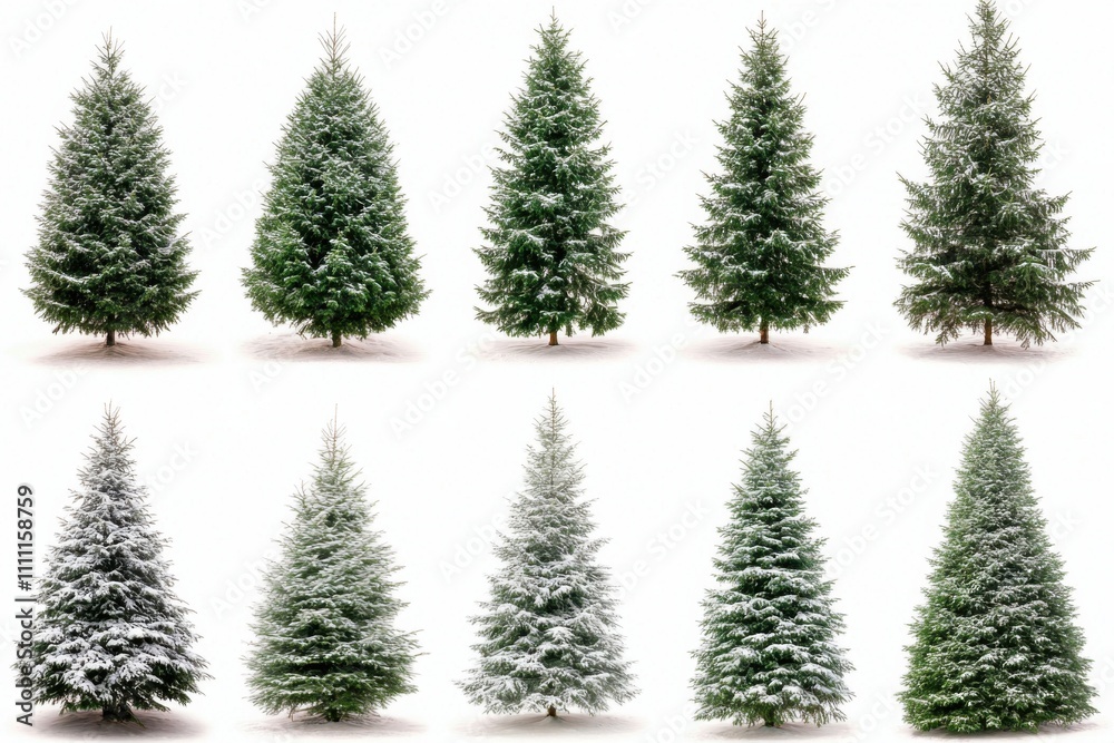 Obraz premium christmas trees set white background 