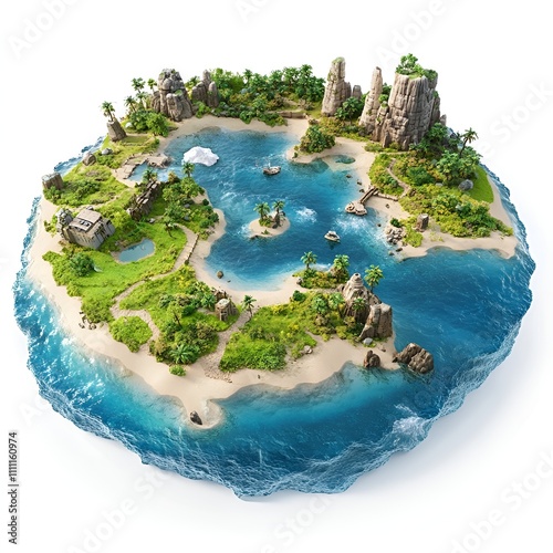 Water-covered world with islands