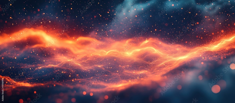 Abstract red and blue cloud with glowing particles. Abstract red and blue cloud with glowing particles.