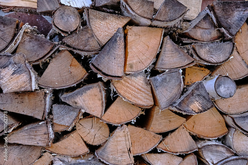 background birch firewood for making a fire and cooking meat on the fire